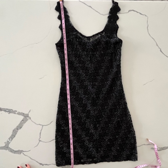 Free People - Foiled Again Fitted Black / Silver Lace Tank Mini Dress - XS - EUC - Picture 15 of 15